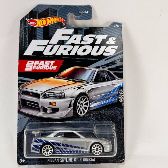 Mattel Hot Wheels Nissan Skyline Gray GT R R34 Diecast Toy 2Fast 2Furious 2009